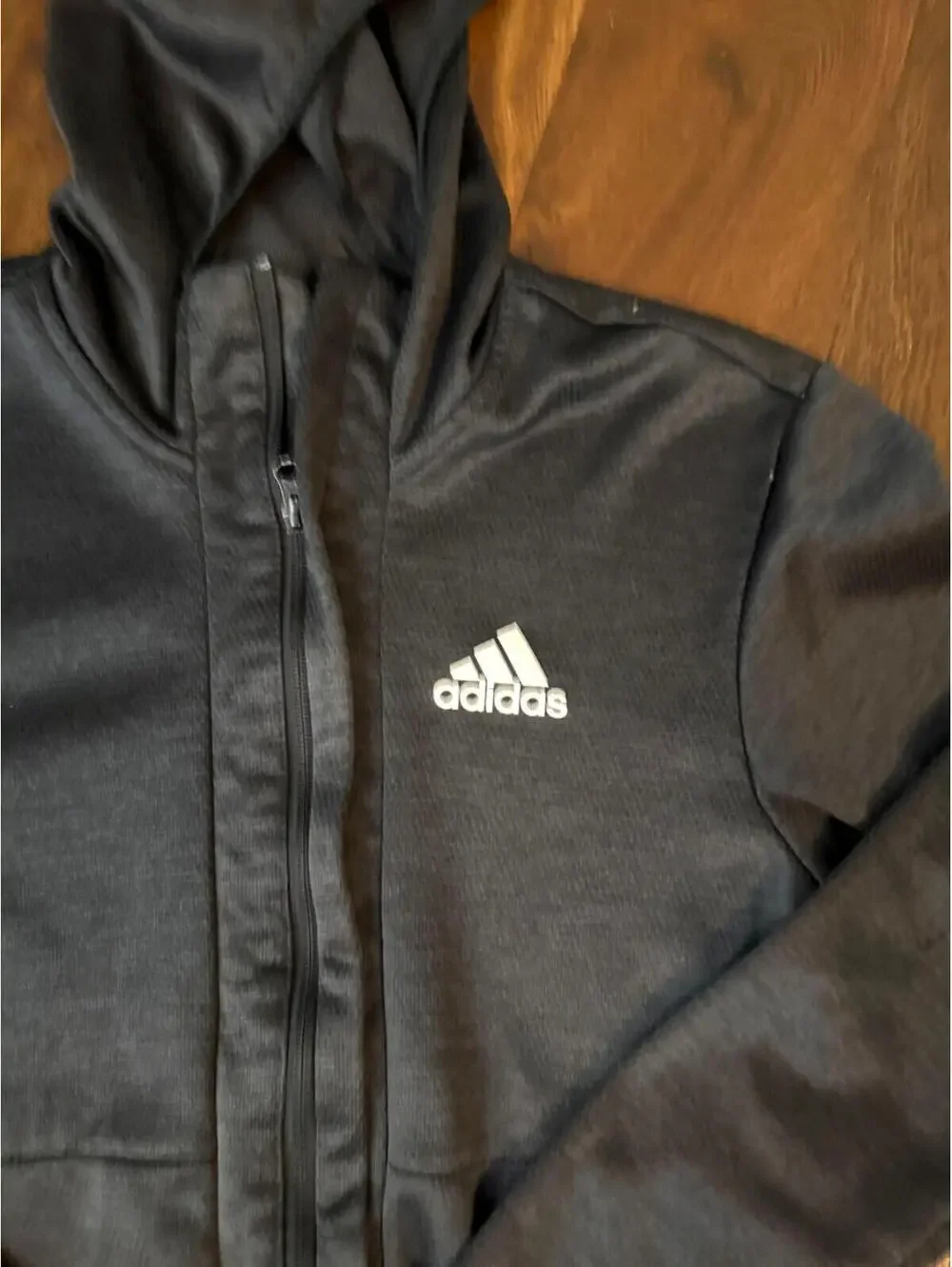 Adidas Full Zip Hoodie Jacket Black Athletic Training Mens Small